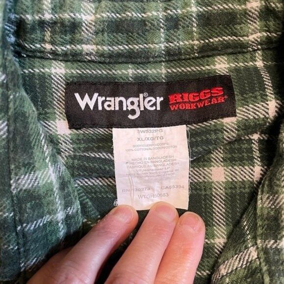 Wrangler Riggs Workwear Long Sleeve Heavy Flannel Shirt Shacket Size XL - Picture 7 of 9